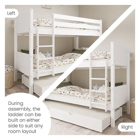 Adjustable Ladder on White Kids Bunk Bed – Fits Left or Right Side | Ezra